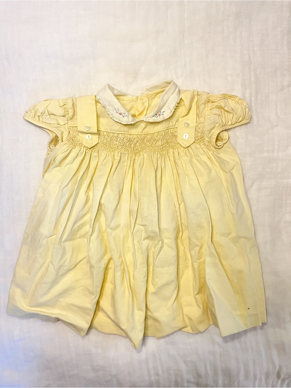 Vintage Yellow Smocked Dress